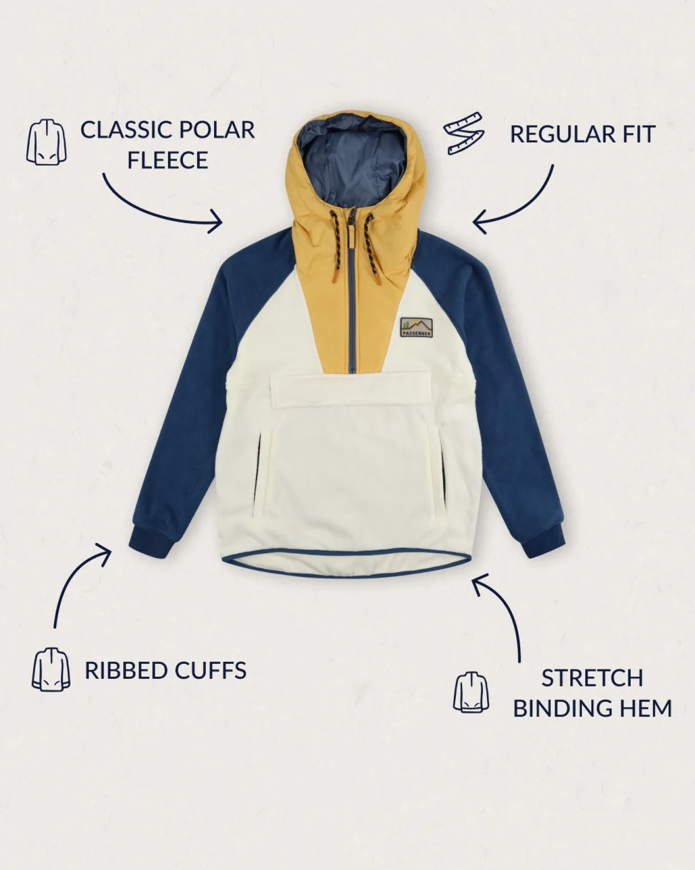 Alexander Recyceltes Polar-Kapuzenfleece - Reiherweiß