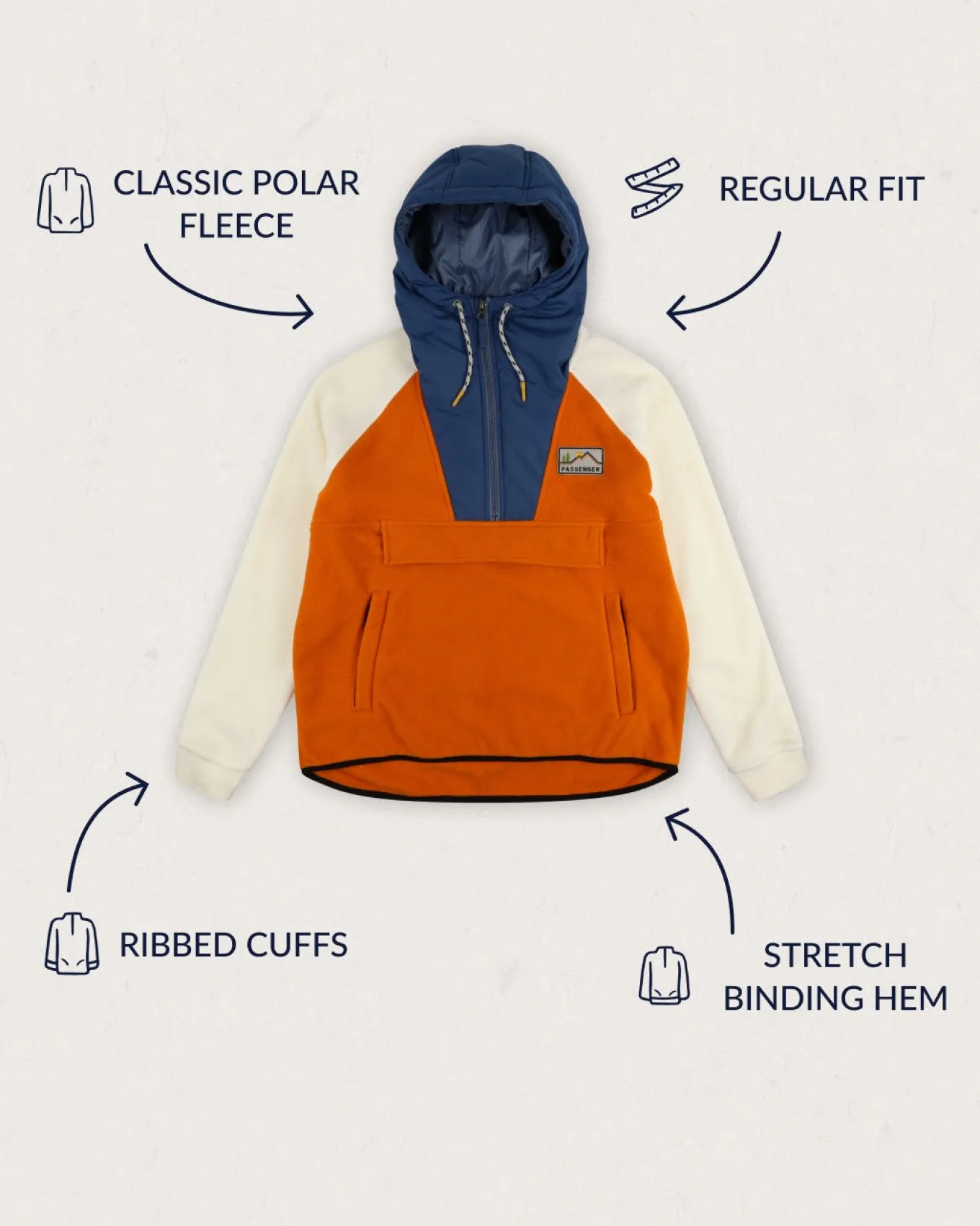 Alexander Recyceltes Polar-Kapuzenfleece - Morgenrot Orange