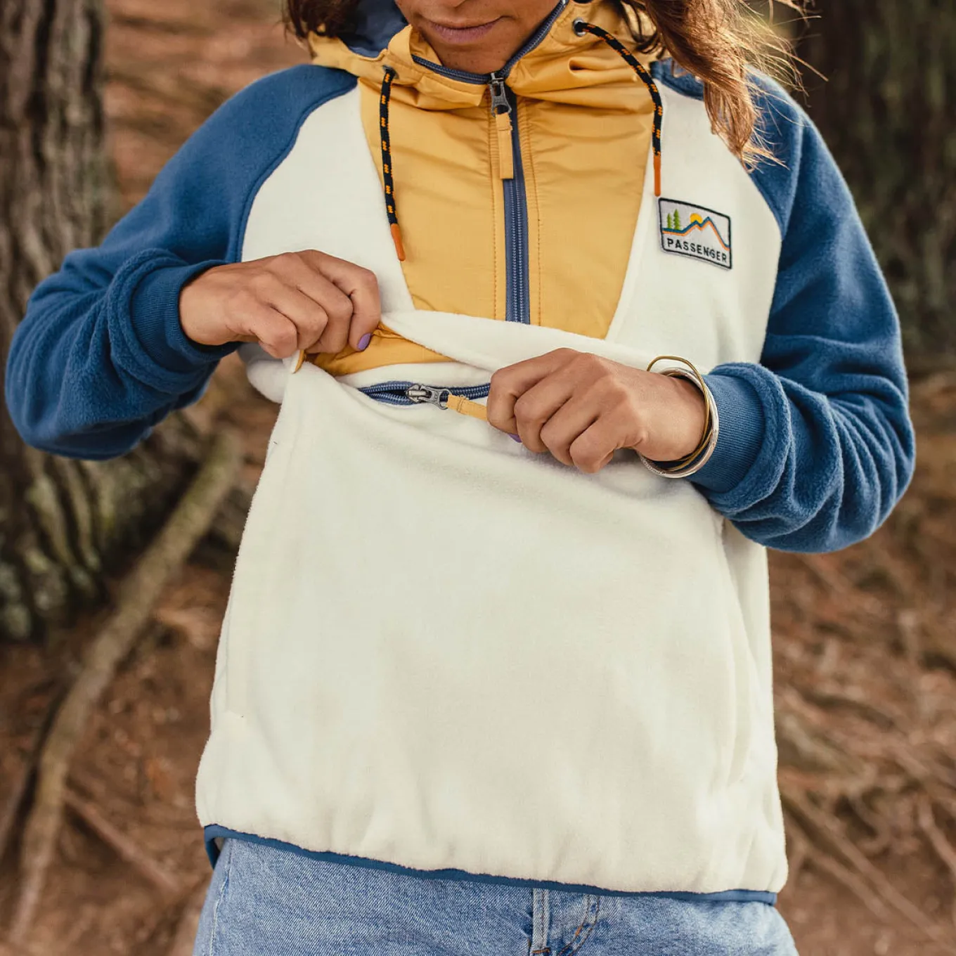 Alexander Recyceltes Polar-Kapuzenfleece - Reiherweiß