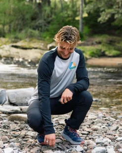 Alpine Recyceltes Base Layer Langarm-T-Shirt - Schwarz/Grau