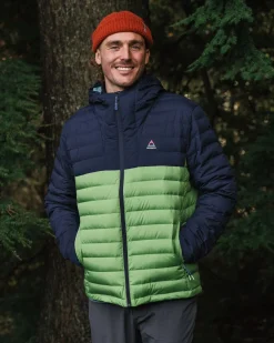 Ashland Down Recycelte Jacke - Dunkles Marineblau/Birnengrün