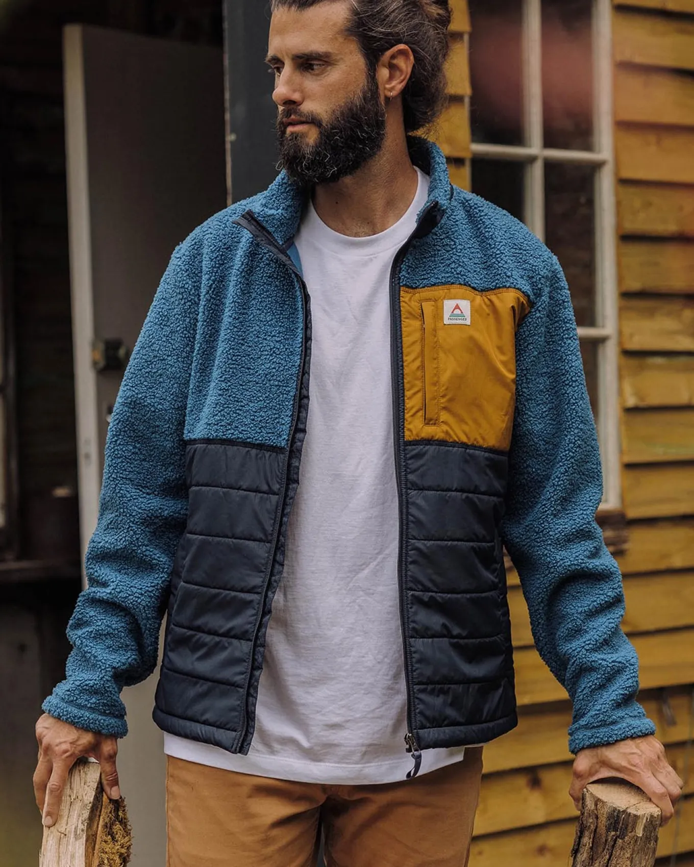 Born Explorer Recycled Polar-Lined Sherpa Fleece - Blauer Stahl