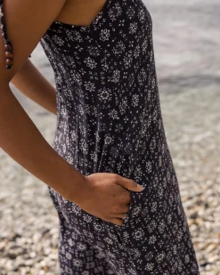 Breeze Maxikleid - Einfache Fliese Verblasst Schwarz