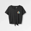 Chakra Tie Back Aktiv Recyceltes T-Shirt - Schwarz
