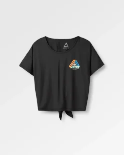 Chakra Tie Back Aktiv Recyceltes T-Shirt - Schwarz