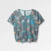 Chakra Tie Back Aktiv Recyceltes T-Shirt - Palm Camo Tiefsee