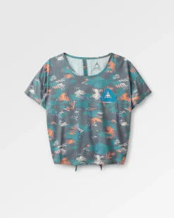 Chakra Tie Back Aktiv Recyceltes T-Shirt - Palm Camo Tiefsee