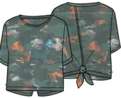 Chakra Tie Back Aktiv Recyceltes T-Shirt - Palm Camo Tiefsee