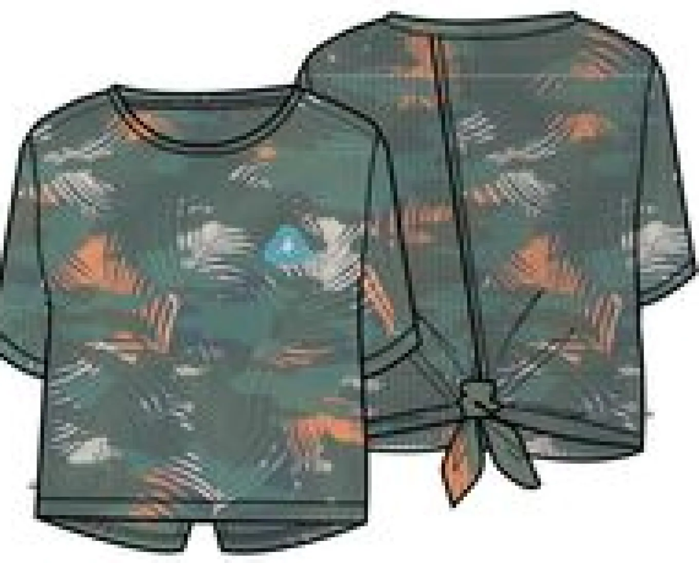 Chakra Tie Back Aktiv Recyceltes T-Shirt - Palm Camo Tiefsee