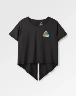 Chakra Tie Back Aktiv Recyceltes T-Shirt - Schwarz
