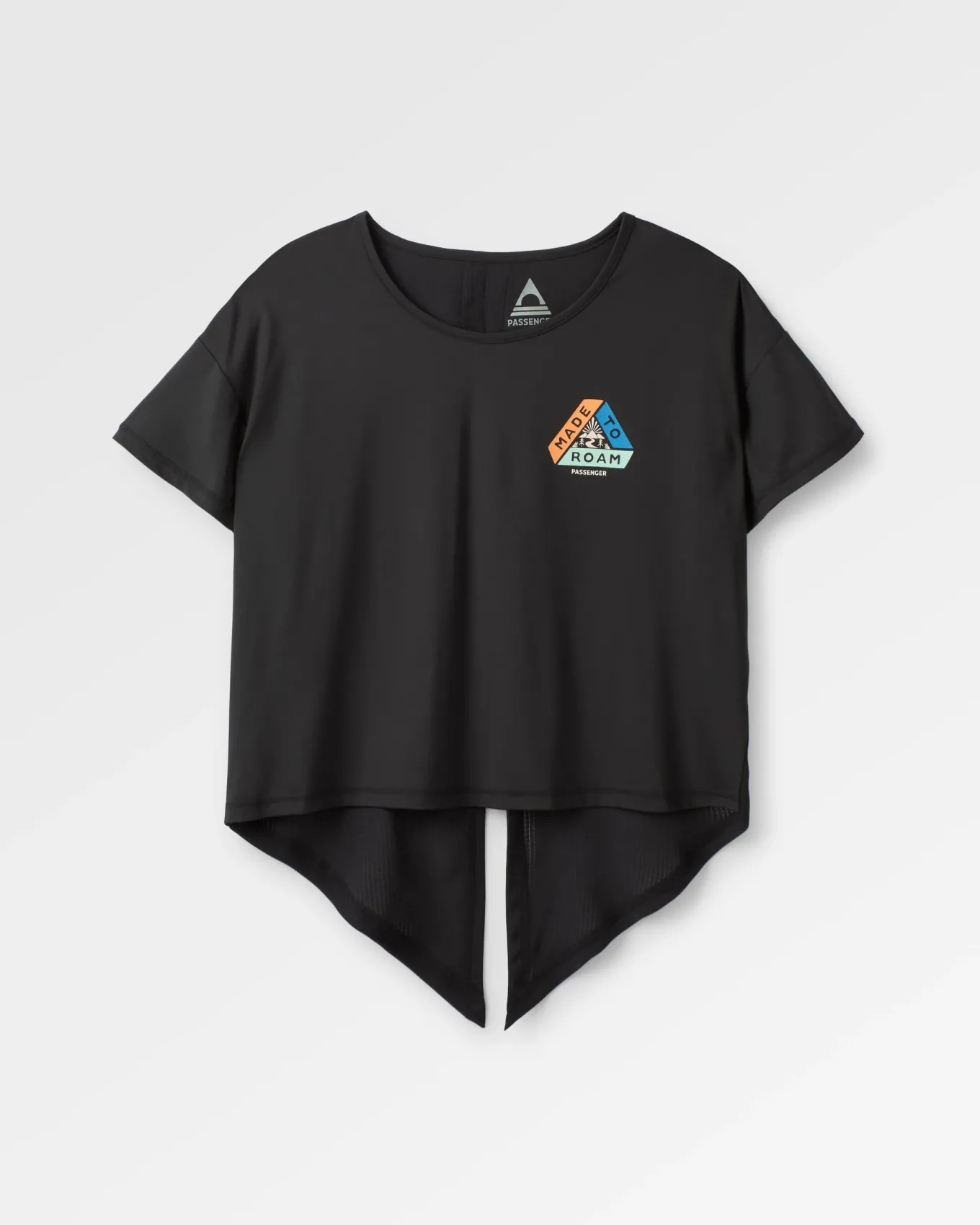 Chakra Tie Back Aktiv Recyceltes T-Shirt - Schwarz