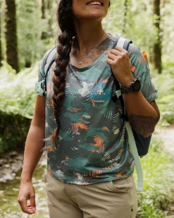 Chakra Tie Back Aktiv Recyceltes T-Shirt - Palm Camo Tiefsee