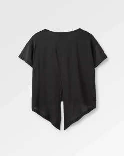 Chakra Tie Back Aktiv Recyceltes T-Shirt - Schwarz