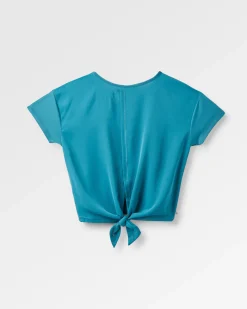 Chakra Tie Back Aktiv Recyceltes T-Shirt - Blauer Stahl