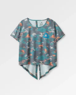 Chakra Tie Back Aktiv Recyceltes T-Shirt - Palm Camo Tiefsee