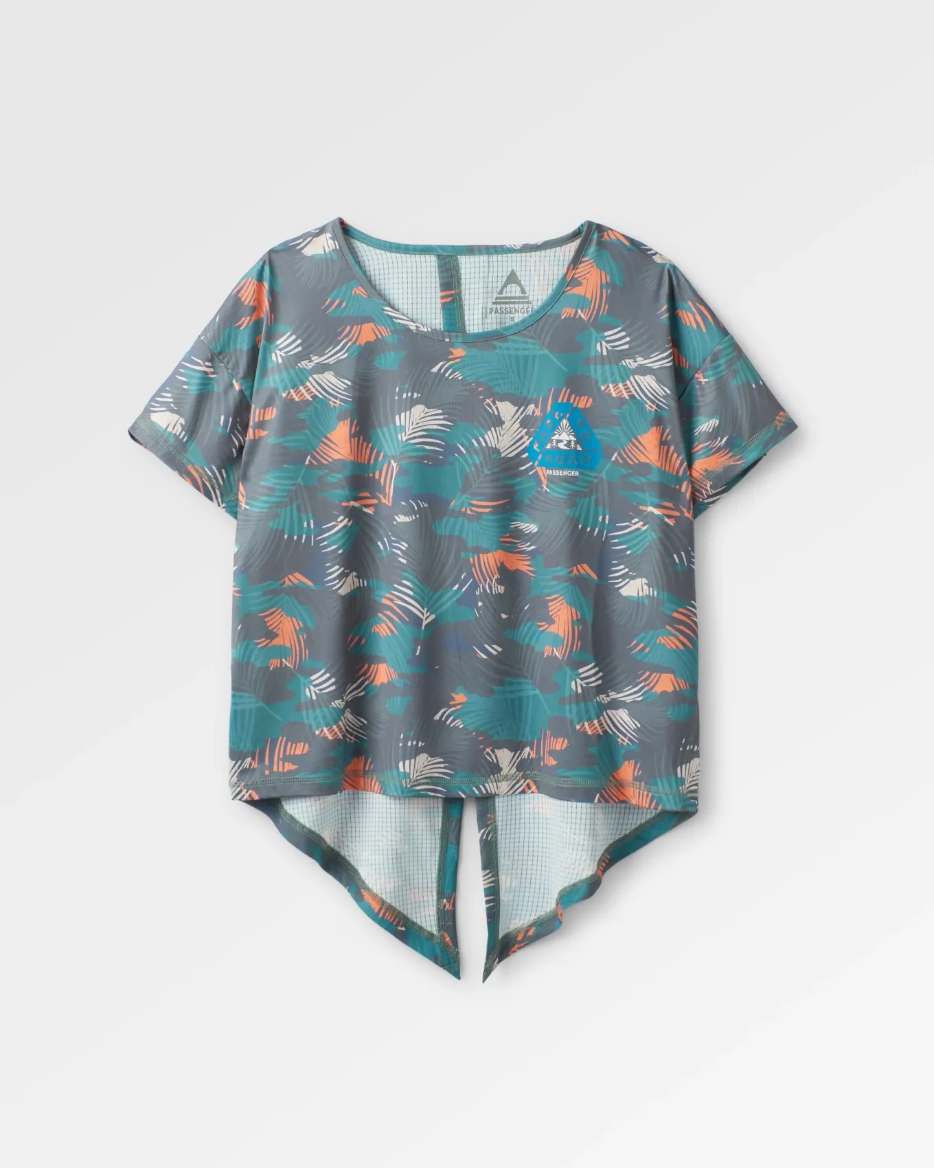 Chakra Tie Back Aktiv Recyceltes T-Shirt - Palm Camo Tiefsee