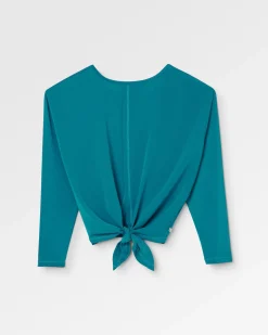 Chakra Tie Back Aktiv Recyceltes Langarmshirt - Blauer Stahl