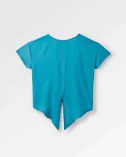 Chakra Tie Back Aktiv Recyceltes T-Shirt - Blauer Stahl