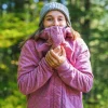 Clementine Recycelter Gesteppter Kapuzenpullover knöpfbar - Mauvefarbener Dunst