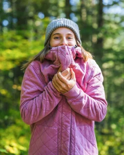 Clementine Recycelter Gesteppter Kapuzenpullover knöpfbar - Mauvefarbener Dunst