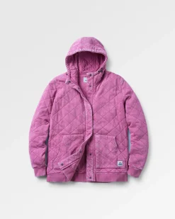 Clementine Recycelter Gesteppter Kapuzenpullover knöpfbar - Mauvefarbener Dunst