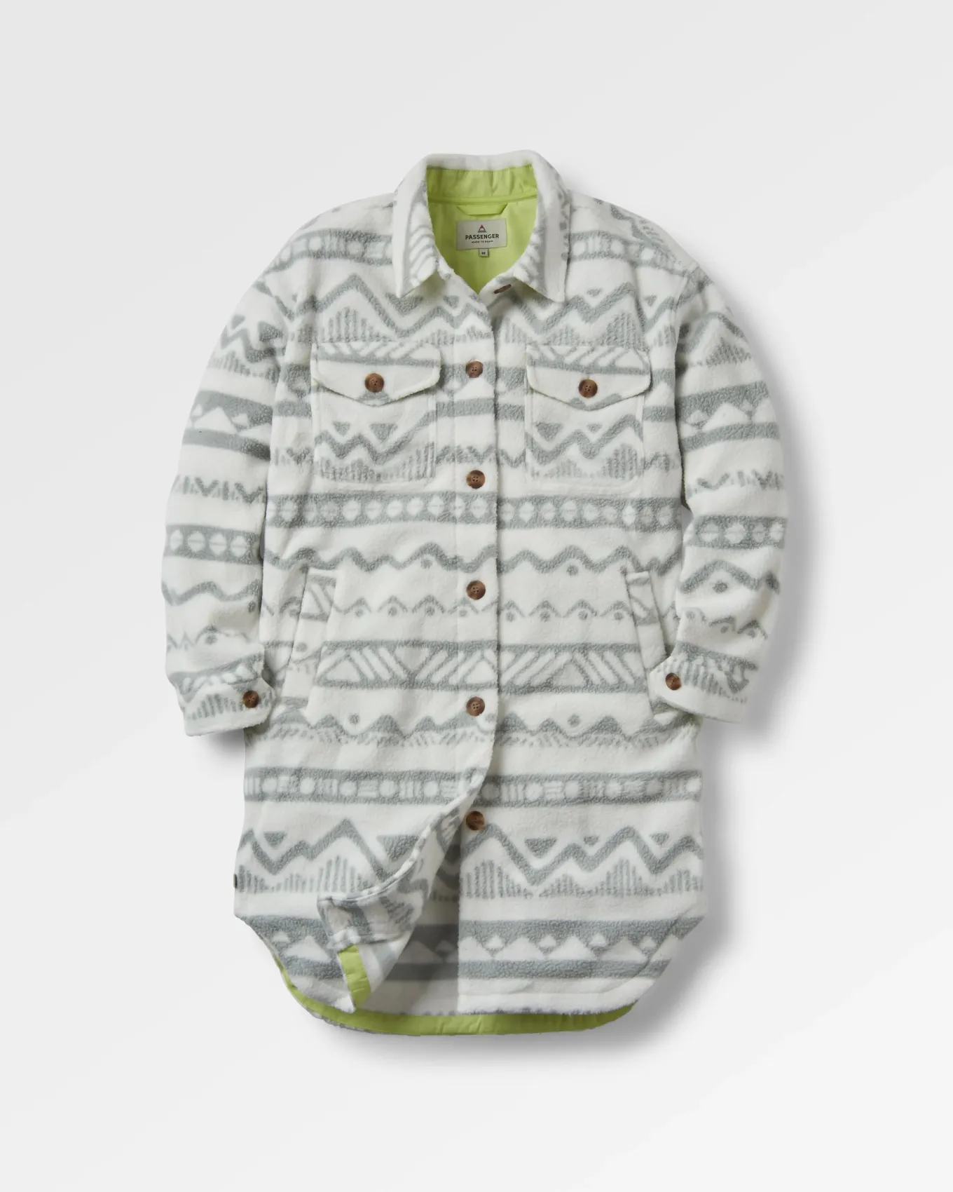 Cloudy 2.0 Recyceltes Sherpa-Fleece-Hemd - Berg Geo Vintage Weiß