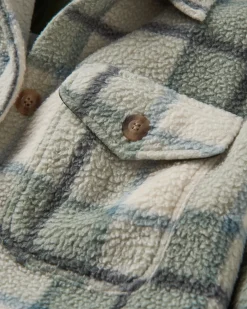 Cloudy 2.0 Recyceltes Sherpa-Fleece-Hemd - Pistazien-Check