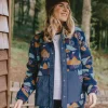 Clover 2.0 recyceltes Sherpa-Fleece - Tiefblaues Tarnmuster