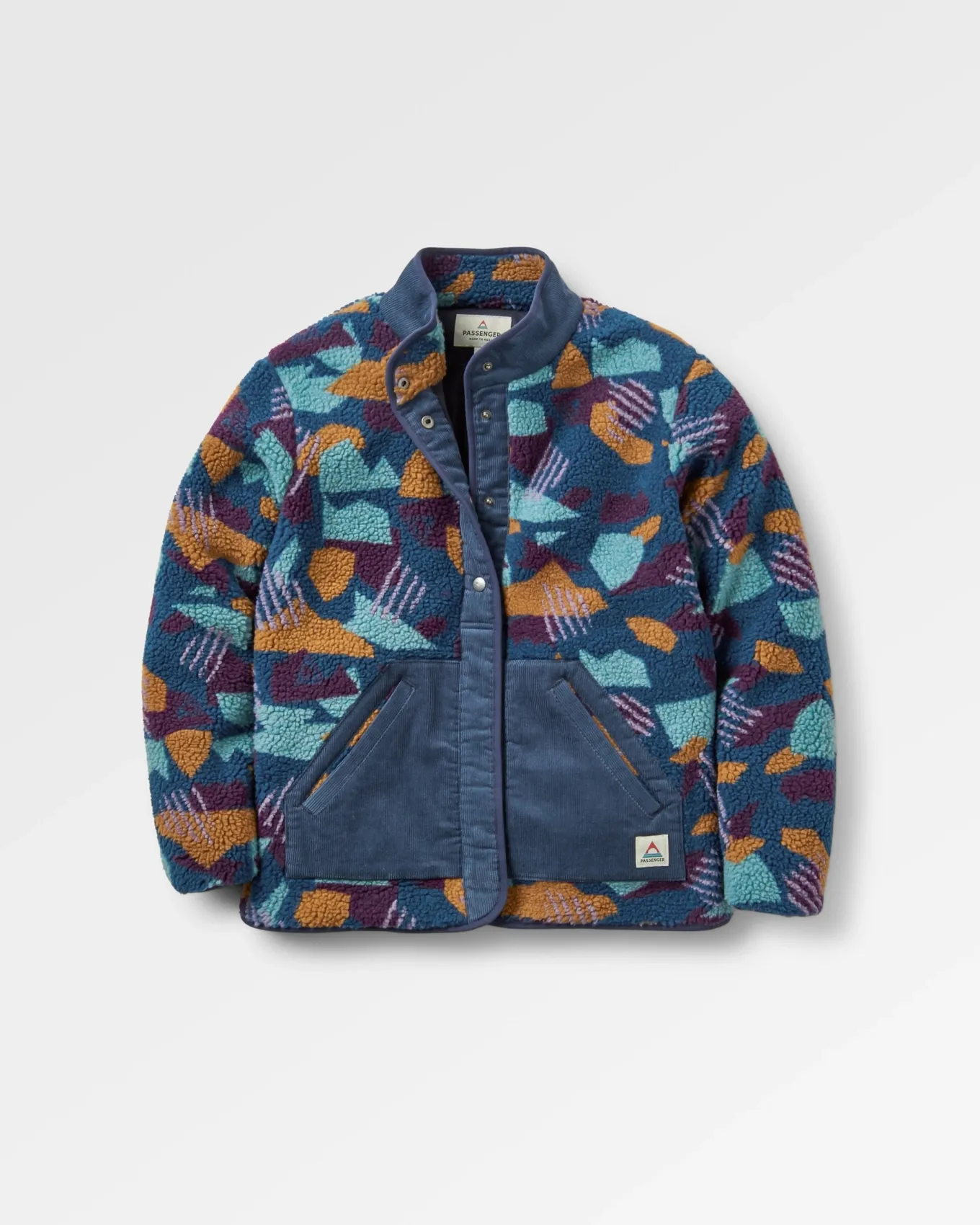 Clover 2.0 recyceltes Sherpa-Fleece - Tiefblaues Tarnmuster