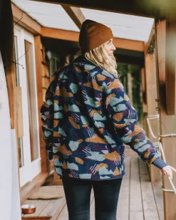 Clover 2.0 recyceltes Sherpa-Fleece - Tiefblaues Tarnmuster