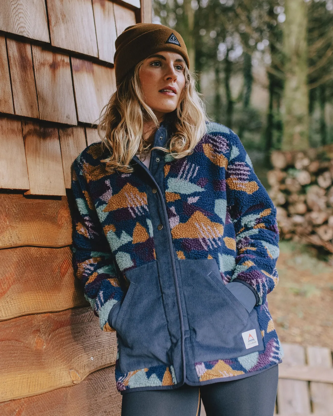 Clover 2.0 recyceltes Sherpa-Fleece - Tiefblaues Tarnmuster
