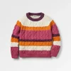 Comfort Stripe Bio-Gestrickter Pullover - Rhabarber Multi Streifen