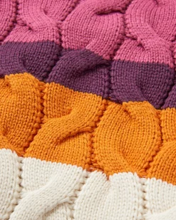 Comfort Stripe Bio-Gestrickter Pullover - Rhabarber Multi Streifen