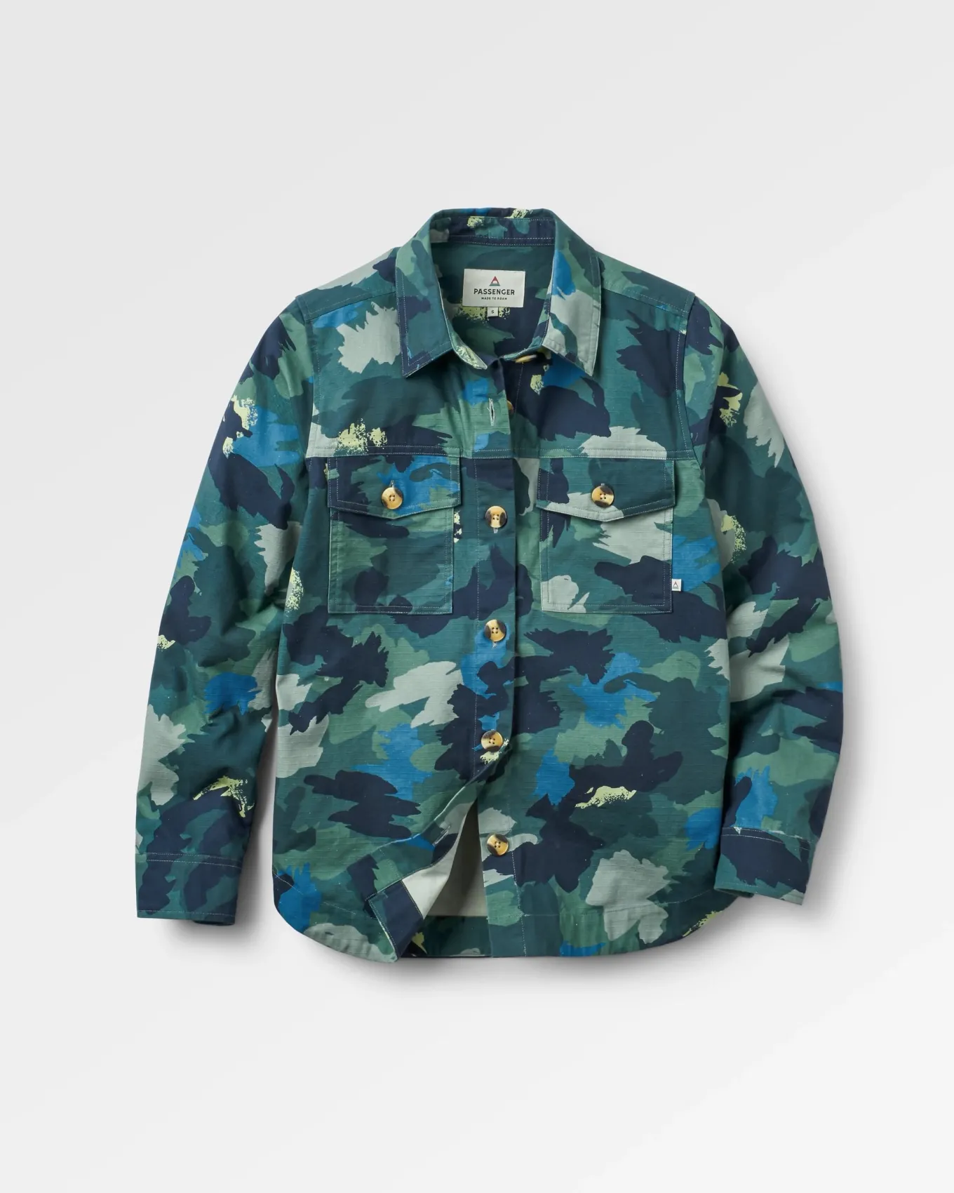 Coral Organic Langarmshirt - Alpen-Tarnung Regenwald