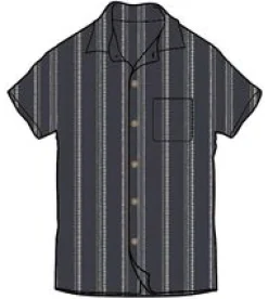 Cove Bio-Baumwolle Kurzarmhemd - Tiefes Marine Jacquard Streifen