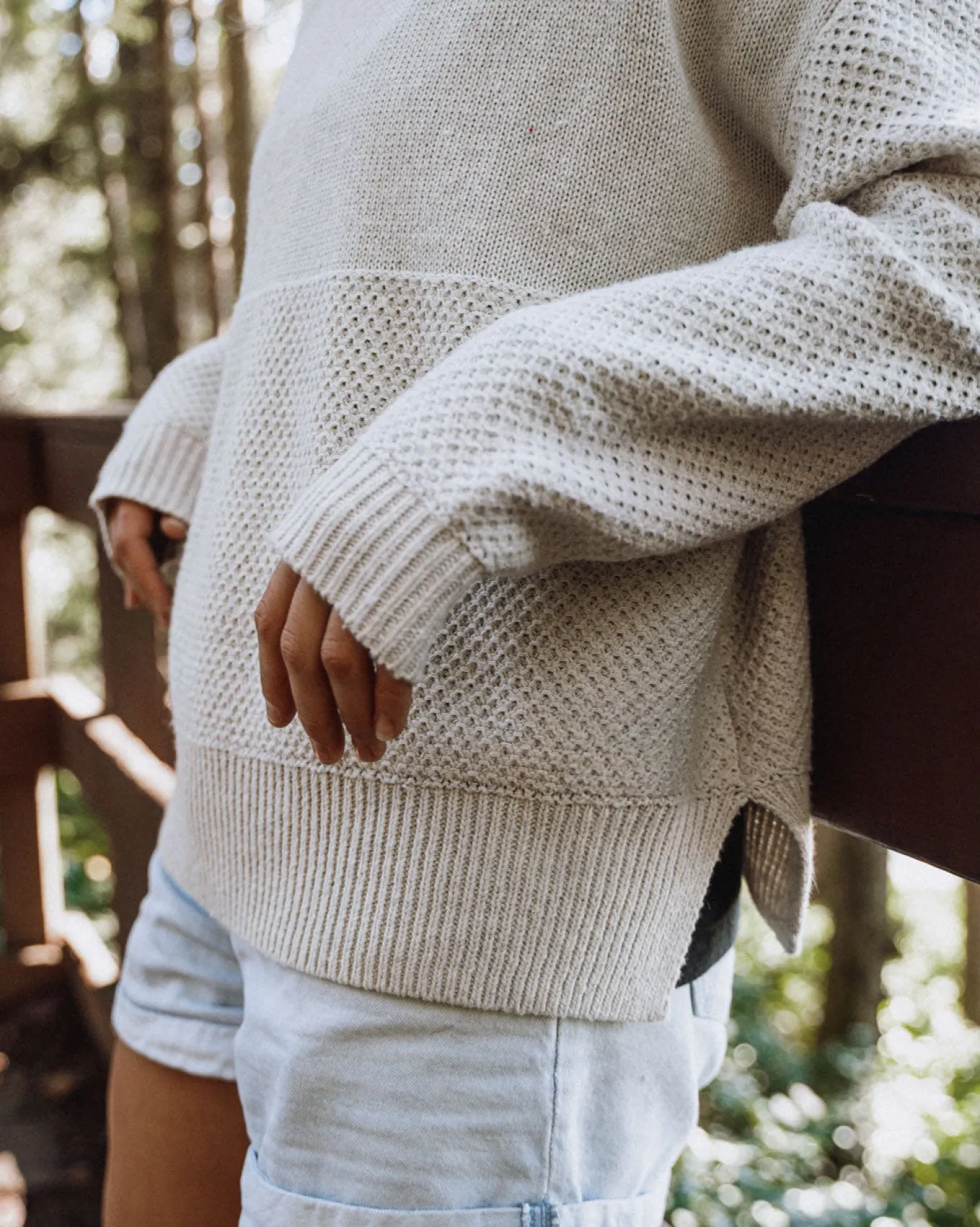 Cove Recycelter Gestrickter Pullover - Cremefarben