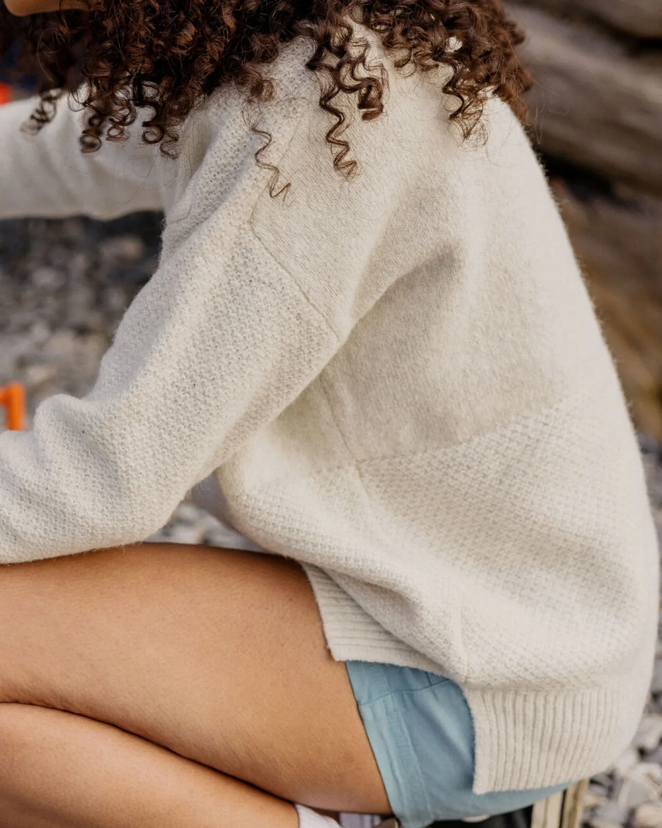 Cove Recycelter Gestrickter Pullover - Cremefarben