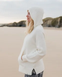 Cove Recycelter Gestrickter Hoodie - Cremefarben