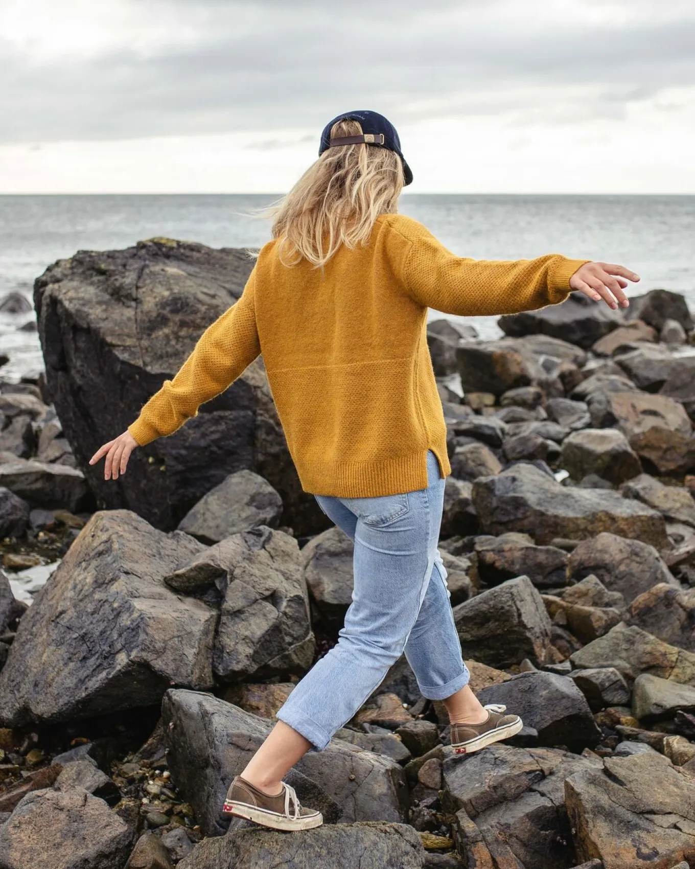 Cove Recycelter Gestrickter Pullover - Bernsteingold