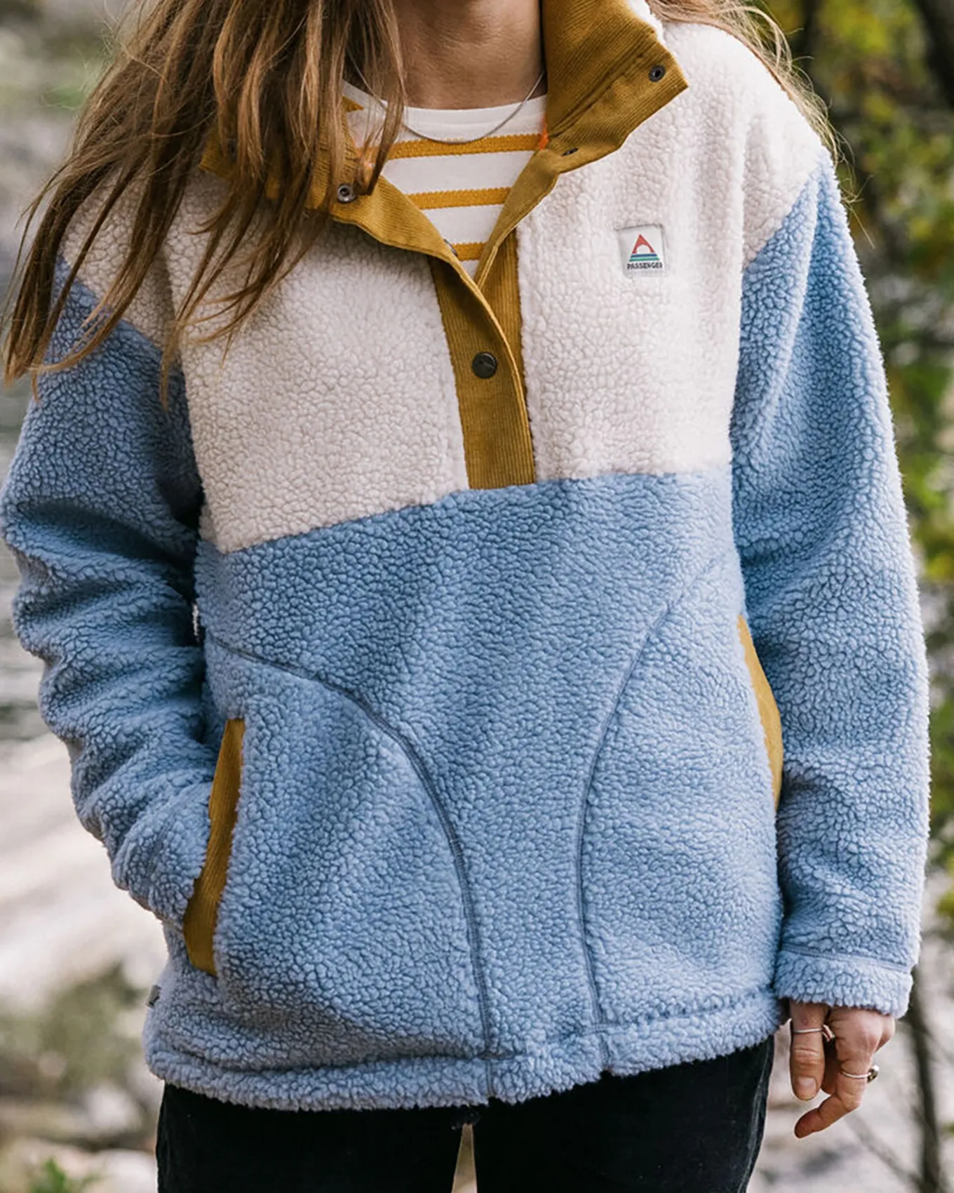Create recyceltes Deep-Pile Sherpa-Fleece - Blauer Nebel