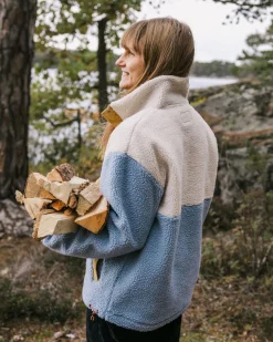 Create recyceltes Deep-Pile Sherpa-Fleece - Blauer Nebel
