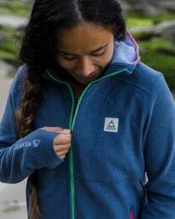 Crest Polartec® Fleece-Kapuzenpullover - Dunkel Meliertes Denim