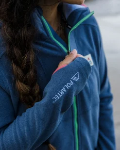 Crest Polartec® Fleece-Kapuzenpullover - Dunkel Meliertes Denim