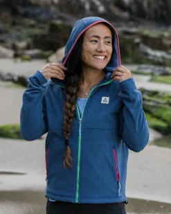 Crest Polartec® Fleece-Kapuzenpullover - Dunkel Meliertes Denim