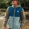 Downpour Recycelte Wasserdichte Jacke - Gezeitenblau/Arktis/Staubige Olive