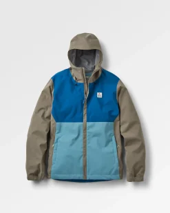 Downpour Recycelte Wasserdichte Jacke - Gezeitenblau/Arktis/Staubige Olive