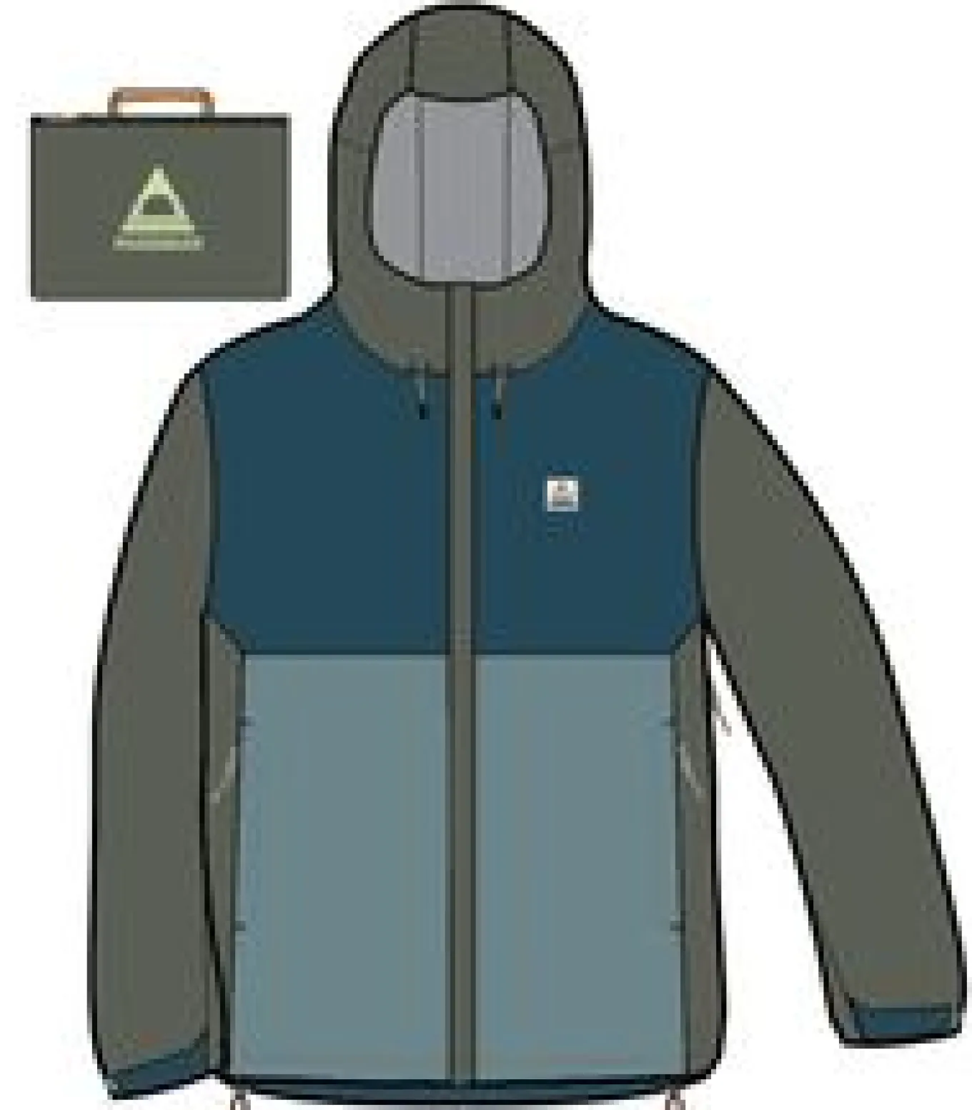 Downpour Recycelte Wasserdichte Jacke - Gezeitenblau/Arktis/Staubige Olive