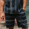 Drifter Bio-Baumwolle Jacquard Shorts - Tiefes Marine Jacquard Streifen