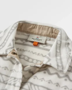 East Recyceltes Polar-Fleece-Hemd - Berg Geo Vintage Weiß