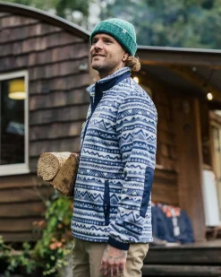 Ebb Recyceltes Polarfleece - Berg Geo Grau Blau